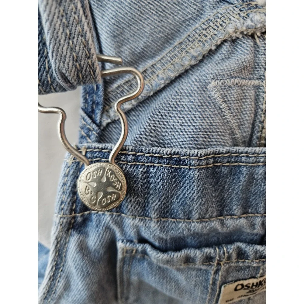 OshKosh B'gosh Denim Overall Dress with Carter's Floral Long Sleeve Top – Size 5